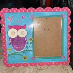 Pink and Blue Be True to Yourself Owl Picture Frame